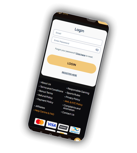 Account login screen with a link to responsible gaming and deposit limit settings
