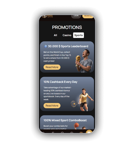 Promotions page showing the 200 percent welcome bonus and daily cashback offer cards