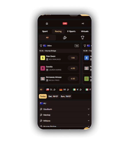 Sportsbook interface showing live in play soccer odds and bet slip