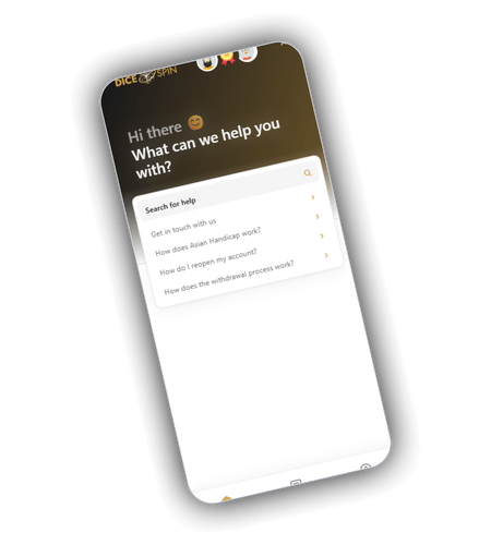 Live chat support window with a DiceSpin agent answering an account question